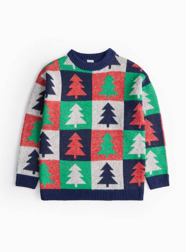 Matching Family Kids' Christmas Tree Checkerboard Jumper 4 years